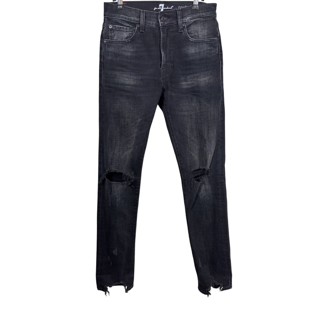 7 For All Mankind Paxtyn Skinny Jeans Mens 28x31 Black Distressed Hem